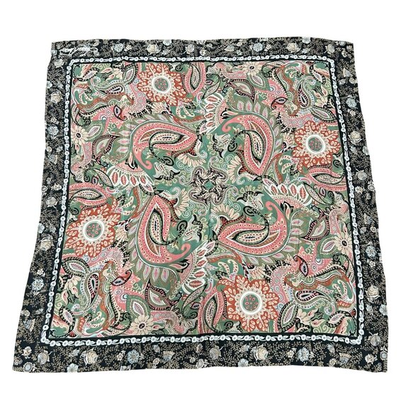 Linda Dano Silk Paisley Floral Scarf Multicolor Lightweight Wrap Shawl Boho NWB - Picture 1 of 9